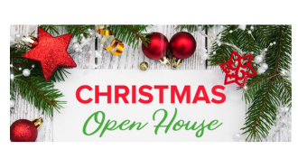 Sign saying "Christmas Open House"